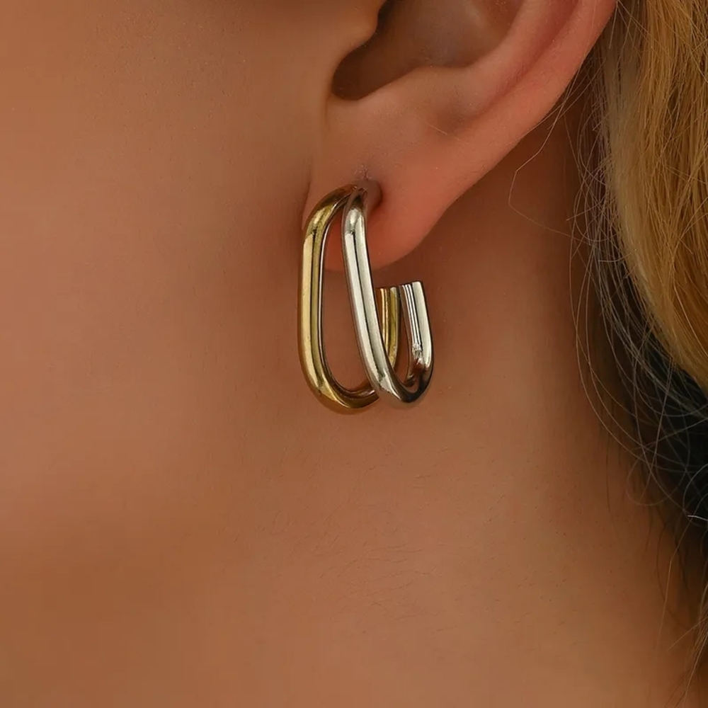 Gold and Silver Hoop Earrings